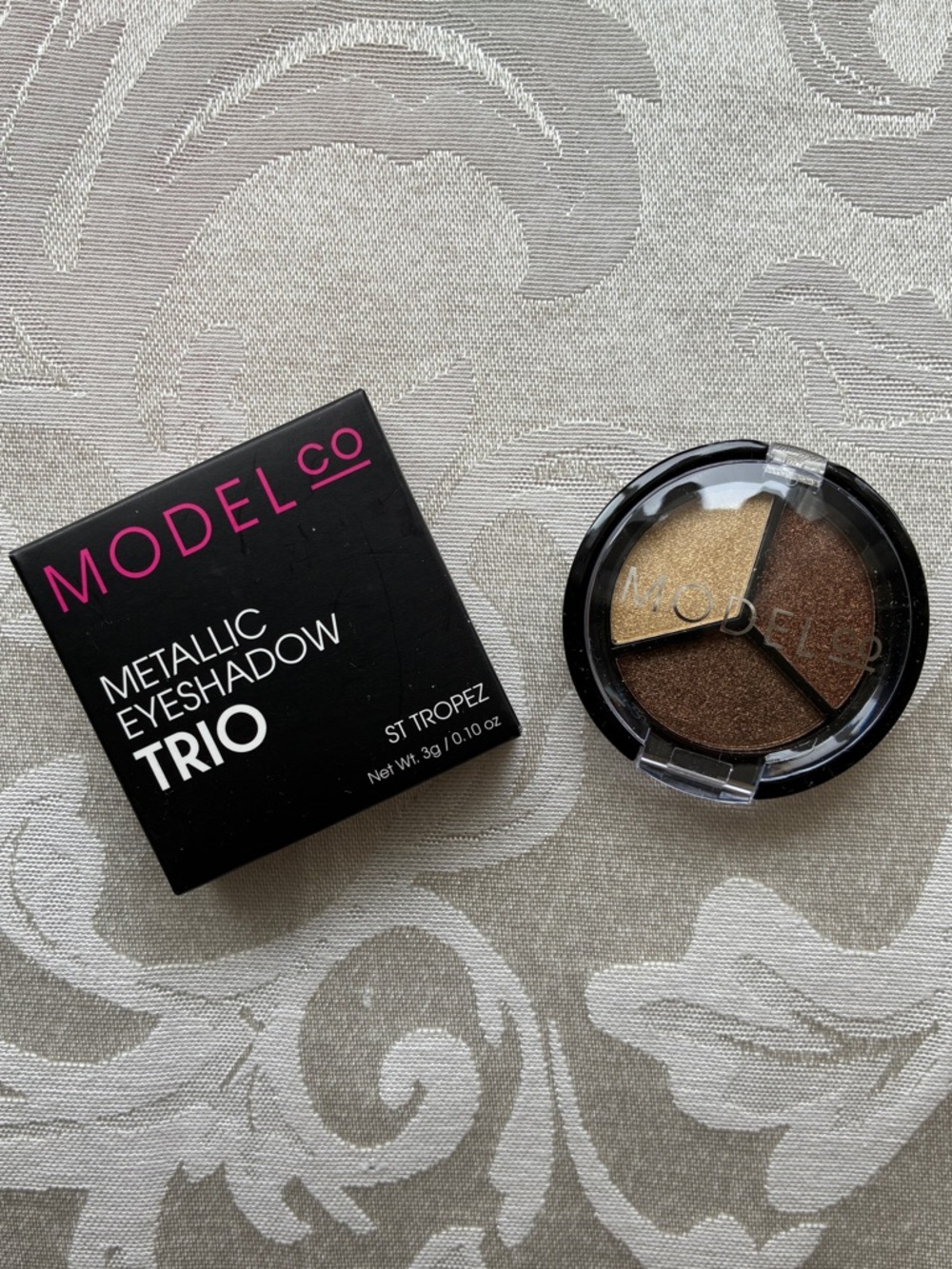 NIB ModelCo Metallic Eyeshadow Trio in St Tropez Full Size